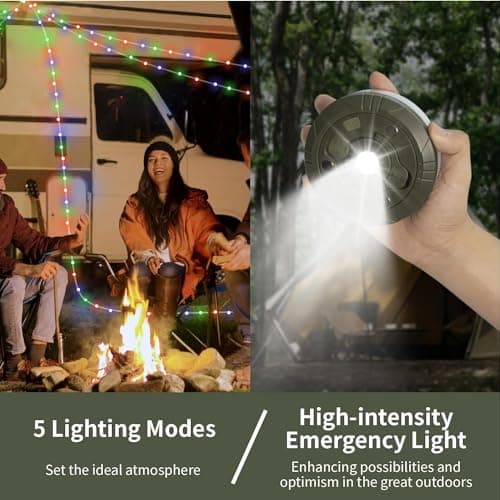 HAMLITE Camping Light String: 2 in 1 Outdoor Waterproof Portable Stowable Fairy Light with 5 Modes 2 Pack - USB Rechargeable RGB String Lights for Garden, Patio, Summer Camping, Tent & Party Decor — view 4