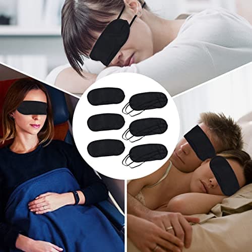 6 Pack Sleep Eye Blindfold Shade Cover, Sleeping Blindfold for Men & Women, Suitable for Lunch Break/Travel/on The Plane/Hotel/Camping Usage (Black) — view 4