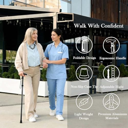 Walking Stick - Folding Walking Sticks for Women & Men, Lightweight Collapsible Walking Stick, Ideal for Arthritis, Heavy Duty, Adjustable Foldable Walking Sticks for Travel Use (Red) — view 6