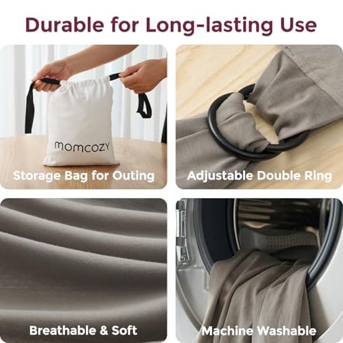 Momcozy Baby Wrap Carrier for 3.6-15kg, Adjustable Sling for Newborn, Brown — view 5