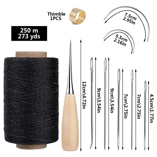 SUVSOON 273 Yards Leather Waxed Thread Kit, Black Leather Stitching Kit — view 2