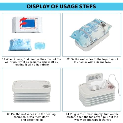 Baby Wipes Warmer - Wet Wipe Warmer for Babies with Night Light, USB Powered Wipes Heat Dispenser Box for Home Car Travel, Upgraded Folding Design for Portable & Adaptive — view 6
