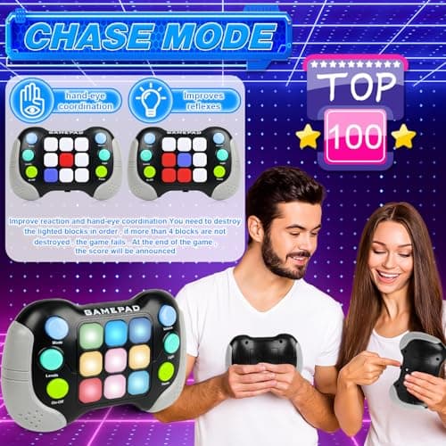 Sensory Fidget Toys for Kids Age 5 6 8 9 Year Old Boy Gifts, Handheld Pop Games Birthday Presents for 5-10 Year Old Girls Boys Stocking Fillers Travel Toy Games Consoles for Teenage (Grey) — view 5