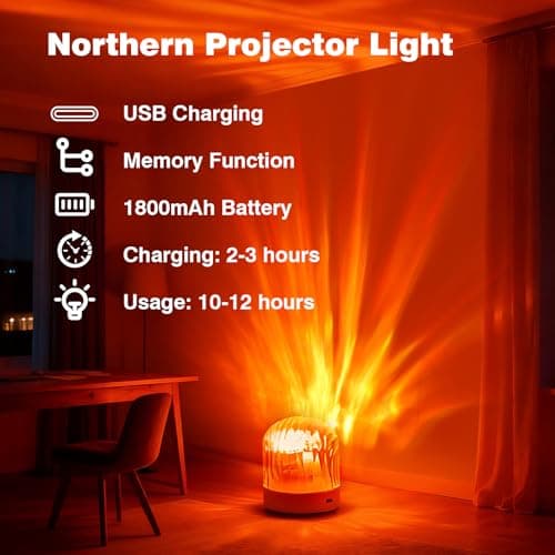 Wixwarmi Galaxy Projector Night Light, 16 Colors Brightness Dimmable Rechargeable Northern Lights Projectors, Sensory Lights with Remote Control, Aurora Light Projector for Bedroom/Party/Game Room — view 4