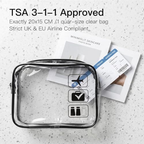 [Unbr] Clear Toiletry Bag 2 Pack, Minimalist Airport Liquid Bags 1 Litre for Hand Luggage, TSA Approved Travel Wash Bag for Men & Women, Waterproof Gym & Plane Essentials with Black Trim, 20x20 — view 2
