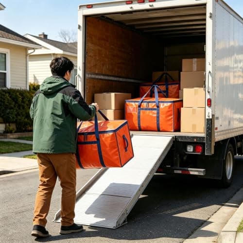 Colist 6 Pack 90L Moving Bags, Heavy Duty Clothes Storage Boxes Orange — view 6