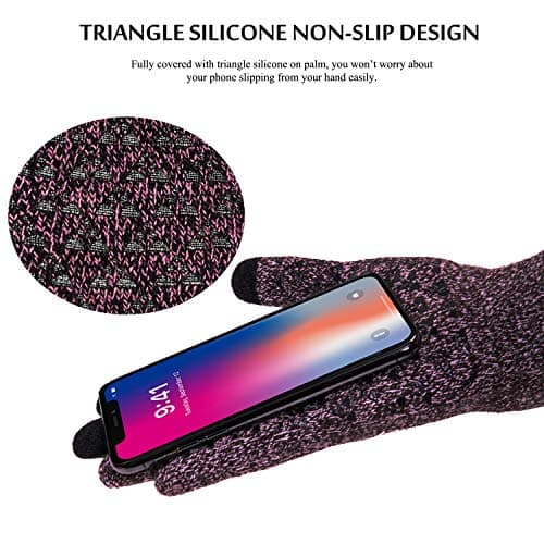 Gloves Women, TRENDOUX Touch Screen Glove Ladies Men Unisex Typing Phone - Wool Lining - Elastic Cuff - Anti-slip Grip - Premium Thin Thermal Windproof Glove for Outdoor Driving Dog Walking - Rose - L — view 4
