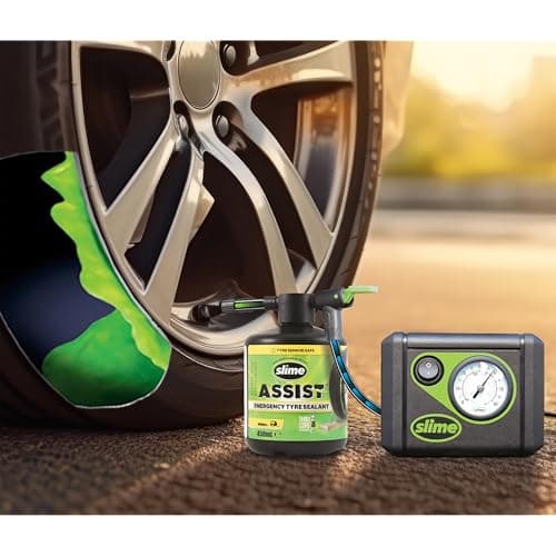Slime 50138-51 Smart Repair Plus Kit, Emergency Flat Tyre Puncture Repair, includes 450mL of Sealant with Easy Insertion and a Tyre Inflator, suitable for Cars and other Highway Vehicles, 12 min fix — view 4