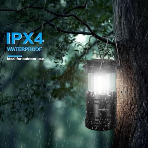 ILEEDear Camping Lamp, Battery Operated, Portable Ultra Bright LED Lantern, Foldable Camping Hanging Lamp, Survival Kit, for Hiking, Camping, Emergency Equipment, Power Failure etc. Pack of 4 — view 3