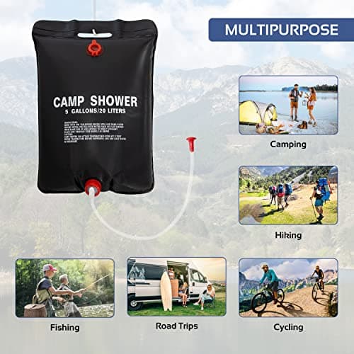 Milestone Camping 20739 20L Heated Compact Portable Solar Power Shower, Black,H60 x W40 — view 6