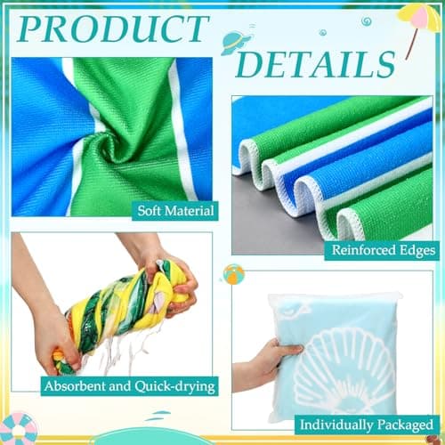 Newwiee 20 Pack Oversized Microfiber Beach Towels Bulk 28x59 Inch Sand Free Quick Dry Pool Towels Absorbent & Lightweight Travel Bath Blanket for Beach, Gym, Swim, Vacation, Vibrant Mixed Patterns — view 3