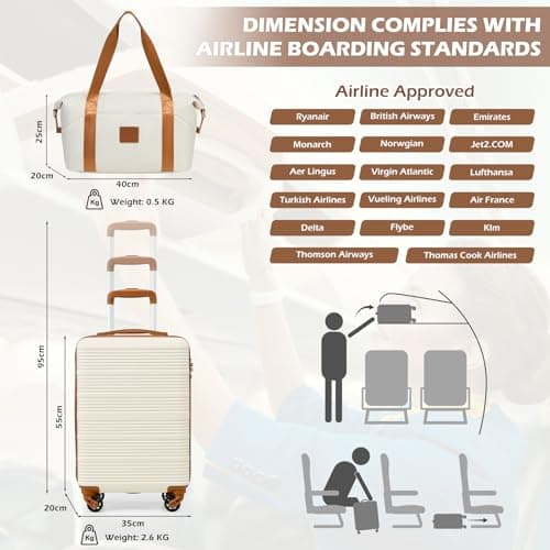 COOLIFE Cabin Suitcase 55x35x20cm for Ryanair, Cabin Bag 40x25x20cm 20L — view 2