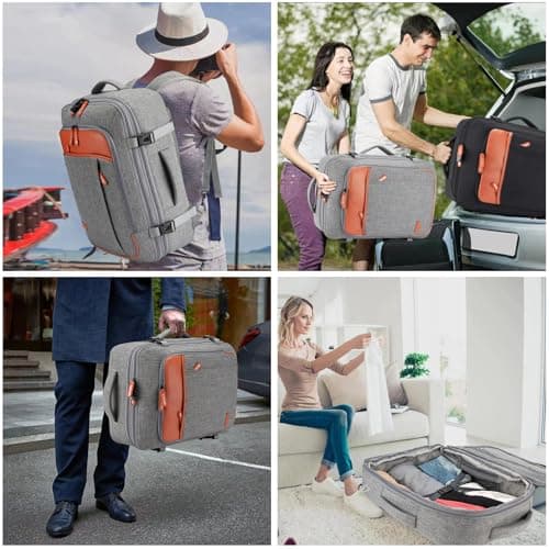 Carry on Backpack, Extra Large 40L Flight Approved Travel Backpack for Men & Women,Expandable Large Suitcase Backpacks With 4 Packing Cubes,Water Resistant Luggage Daypack Business Weekender Bag,Grey — view 6