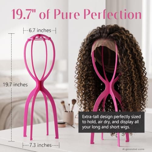 Dreamlover Hot Pink Wigs Stands, Dry Wig Quickly, 3 Packs — view 6