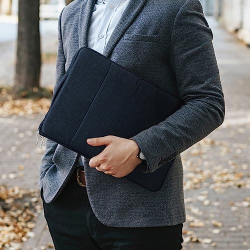 jooeer 13 Inch Laptop Sleeve Case Compatible with 13" MacBook Air/Pro M2 M1 13.3" Chromebook Notebook, Waterproof Computer Carrying Bag Padded Cover with Handle Pocket Accessories Pouch, Navy Blue — view 6