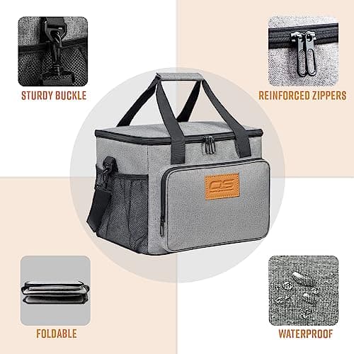 Insulated Portable Food Cooler Bag, Large Capacity, Waterproof, Lightweight, for Camping, BBQ, Travel, and Outdoor Activities (Grey, 15L) — view 3