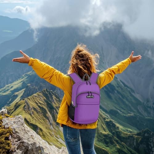 Jedebartey Rucksack, 20L Ultra Lightweight Backpack Foldable Hiking Daypack Small Travel Day Bag for Men Women Kids Outdoor Sports Camping Mountaineering Walking Cycling Climbing (Purple) — view 6