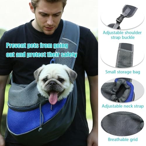 Pet Sling Carrier, Front Pocket Cat Dog Carrier Bag with Breathable Net — view 3