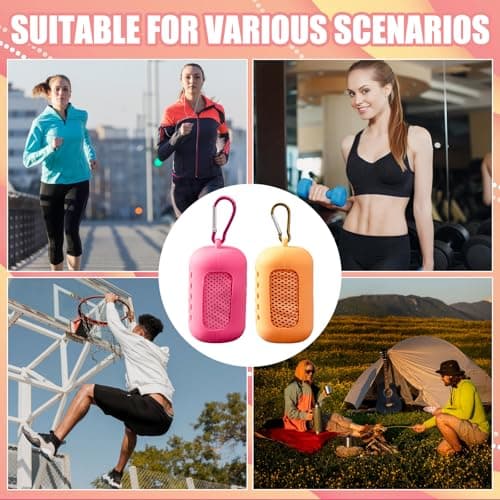 CutitiUU 2 PCS Cooling Towel with Portable Silicone Sleeves,Cooling Sports Towel with Ice-Fibre,Microfibre Sports Towel Fast Drying & Absorbent Gym Towel for Neck and Face (Fuchsia + Orange) — view 5
