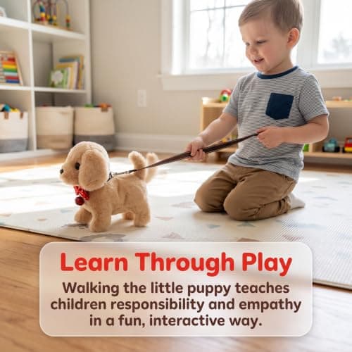 Mtbricey Walking Dog Toys for Kids Realistic Stuffed Khaki Robot Puppy — view 6