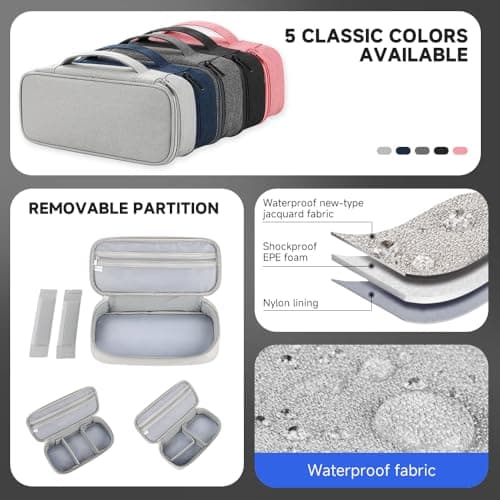 Teskyer Travel Tech Pouch, Protable Cable Organiser Bag, Electronics Accessories Travel Organizer Case for Cable Charger Earphone Power Bank Hard Drive - Light Grey — view 4