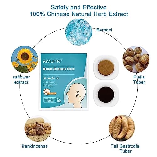 MQUPIN® Motion Sickness Patch Anti-Nausea Relief Vomiting Nausea Dizziness, Sea Sickness Patch 100% Natural Herb Treatment, Fast Acting, Suit for Car, Ships, Airplanes Travel, 20 Count/Box (Pack of 2) — view 6