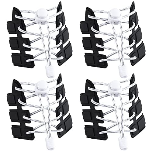flintronic Elastic No Tie Laces, Adjustable Tieless Shoelaces with Strong Lock for Adults and Kids, No-Tie Shoe Laces for Sneakers, Hiking Boots and Casual Shoes, 4-Pack, One Size Fits All