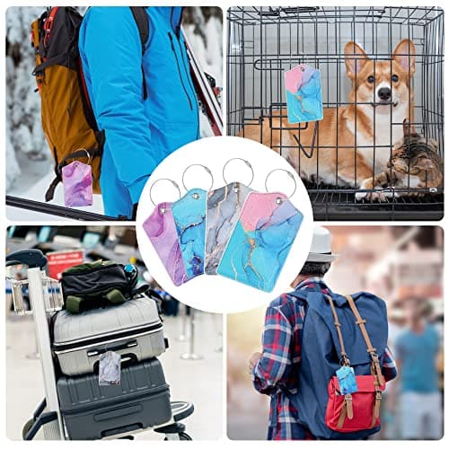 HCSSZ Luggage Tags, Flexible Silicone Travel Tags, ID Labels Set, Name Tags for Suitcases Baggage Bags Backpacks Personalized Card Holder for Quickly Identify (4pcs Marble Design) — view 5