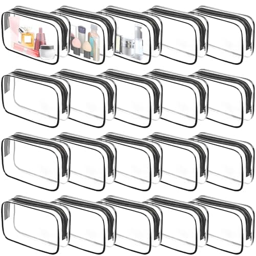 20 Pcs Clear Makeup Bags Bulk, Toiletry Bag with Zipper, PVC Travel Pouch