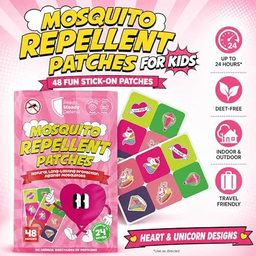 Mosquito Patches - Pack of 48, DEET-Free Mosquito Repellent for Kids, Long-Lasting Protection, Safe Alternative to Spray, Holiday Essentials for Kids, Perfect for Indoor & Outdoor Use - Girls Patches — view 2
