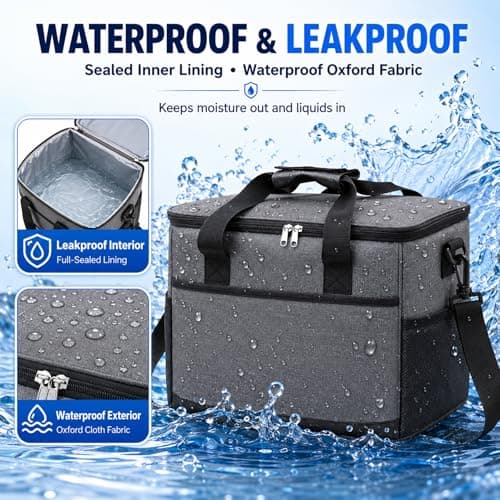 30L Large Insulated Cooler Bag, Leakproof Picnic Cool Bag with Shoulder Strap, Foldable Thermal Food Storage for Camping, Beach, Shopping & Travel, Keeps Food Hot & Cold — view 4