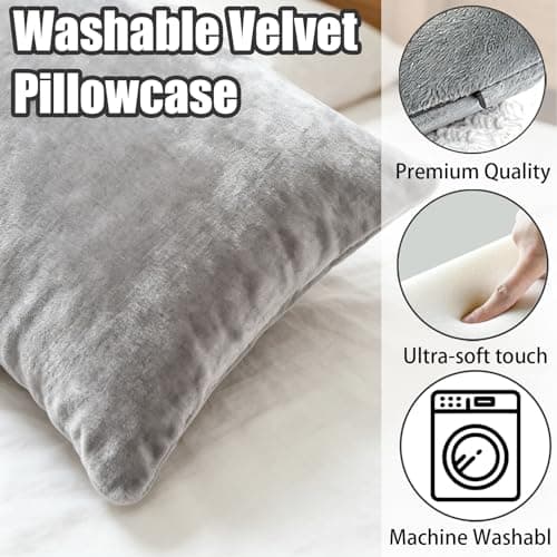 KFSCIP 2 Pcs Small Pillows, Two Pack Mini Cushions with Covers Included, Compact Travel Pillow for Office and Home Support, Knee Pillow for Joint Comfort, 28 x 18 cm Size, Grey Velour Fabric — view 3
