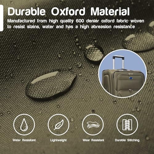 Aerostar Extra Large 32” Lightweight Softshell Expandable Suitcase, Integrated Combination Lock, 4 Wheels Check in Luggage for 30kg (Army Green, 162 litres) — view 6