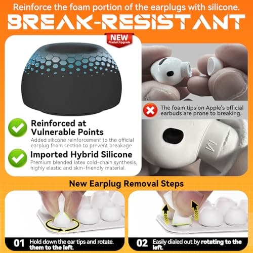 Inesore Replacement Ear Tips for AirPods Pro 3, 5 Size-Black — view 5