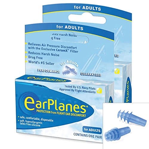 Earplanes Adult (12 Years+) Blue Silicone Earplug (2 Pairs)