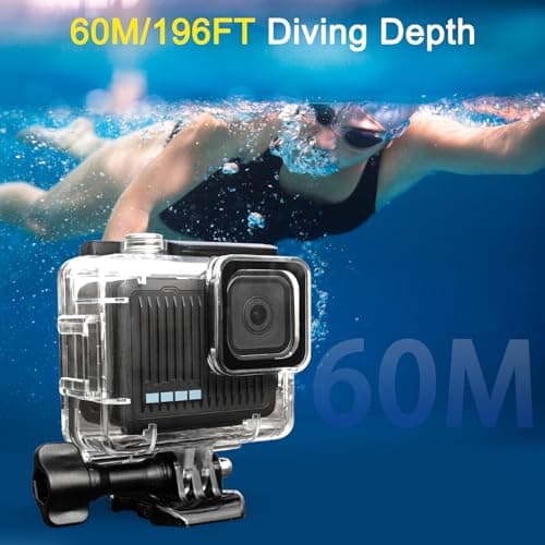 FitStill 45M/148FT Waterproof Case for Go Pro Hero 4K (2024), Protective Underwater Dive Housing Shell with Bracket Accessories — view 3