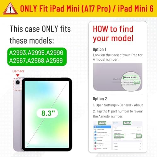 World biz Rotating Case for iPad mini (A17 Pro, 2024 Model, 7th Generation) / mini 6 (2021 Model, 6th Generation), 360 Degree Rotating Leather Protective Stand Cover, Auto Wake Sleep (Gold) — view 2