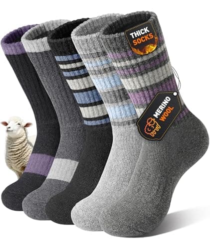 SIMIYA 5 Pairs Merino Wool Socks Womens Cosy Warm Thick Thermal Socks