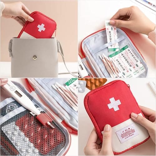 Travel Mini First Aid Pouch, 2 Pack Portable Mini First Aid Kit Storage Bag for Medicine Boxes, Reusable Medical Kits Empty Rescue Bag for Sports Camping Hiking Outdoor Activities Emergencymini — view 4