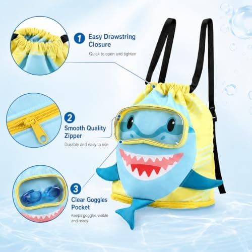 Kynoz Shark Swimming Bag for Kids Drawstring Bags Waterproof Backpacks — view 5