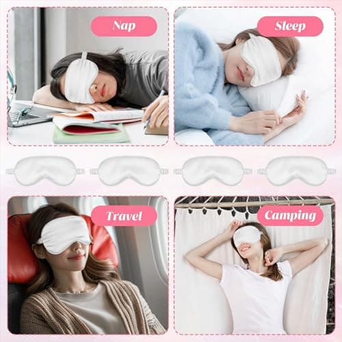 KFHENSOMR Silk Sleep Eye Mask 4 Pack Mulberry Silk Sleep Mask, Pink, White — view 4