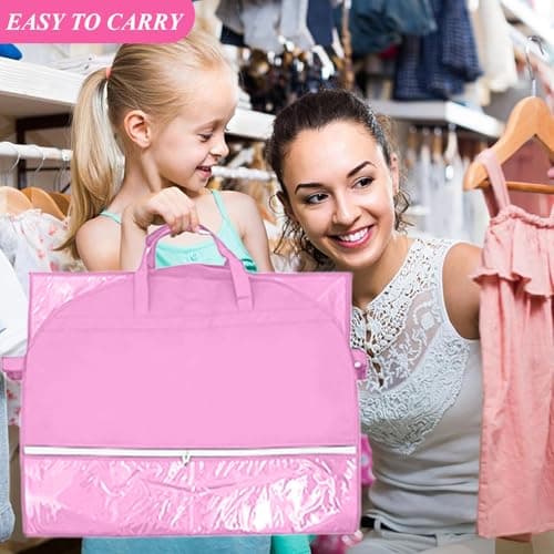 SPOKKI 2 Pcs 40 Inch Dance Costume Bag, Space-Saving Hanging Dress Bags with 5 Zippered Pockets, Waterproof & Foldable Travel Garment Bags with ID Slot - Ideal for Girl Dancers and Women (Pink) — view 6