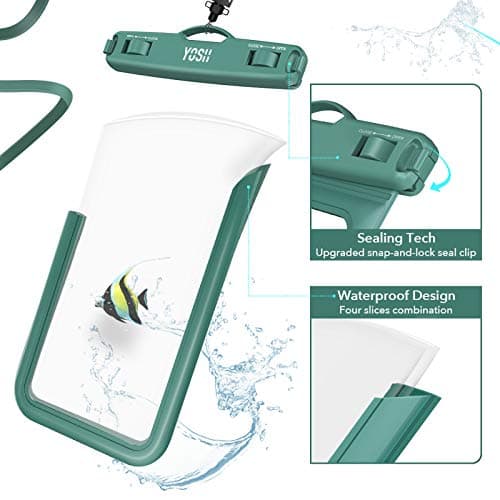 YOSH IPX8 Waterproof Phone Case 2 Pack, Fits Up to 7.0", Green & Orange — view 4