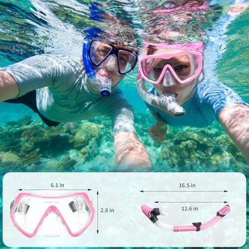 POPOYU Snorkel Set Adults,Snorkeling Mask Adult,180° Panoramic Anti-Fog Snorkel Mask with Dry Top Valve,Anti-Fog Anti-Leak Scuba Snorkeling Packages for Swimming Snorkeling,Scuba Diving Swimming — view 2