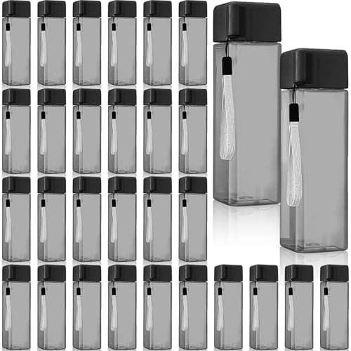 30 Pack Plastic Water Bottles Bulk, 500ml Square Sports Bottles for School