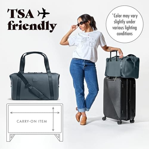Fit & Fresh Premium Neoprene Weekender Bag, Travel Bag with Trolley Sleeve, Large Overnight Bag, Carry on Bag, Duffel Bags, Gym Bag, Basalt, Carry-On, Neoprene Weekender Duffel Bag — view 2