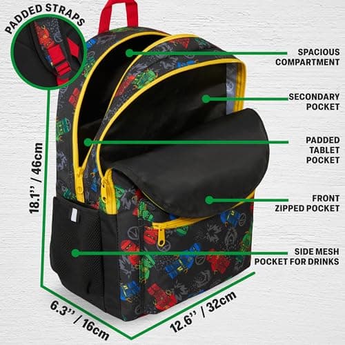 Get Trend Lego Ninjago Boys Large Backpack 46cm, Padded Straps School Bag — view 4