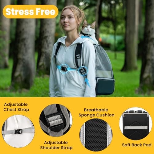 Conlun Cat Backpack Carrier for Small Dogs and Cats Fit Up to 7kg,Small Dog Backpack,Expandable & Foldable with 3-Side Mesh Windows,Pet Carrier for Travel & Hiking Friendly,Grey — view 4
