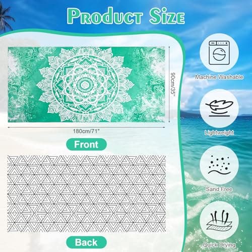 Zocipro Microfibre Beach Towels for Adults 180x90cm – Quick Drying, Sand Free & Lightweight – Reusable Soft Towels for Pool, Gym, Camping & Travel — view 3