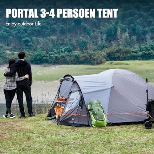 Portal 4 Man Tent with Porch, Camping Tent for 3 to 4 Persons with Sewn-in Groundsheet, 4000mm Waterproof, Dome Tent for Festival Outdoor Garden Picnic Hiking — view 2